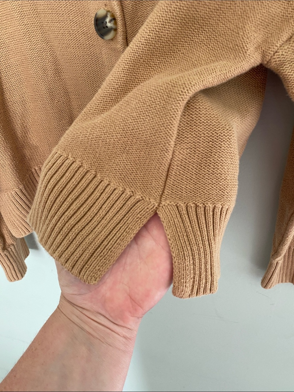 Quince Women’s 100% Organic Cotton Cropped Cardigan Camel Color Size Small - Picture 9 of 10